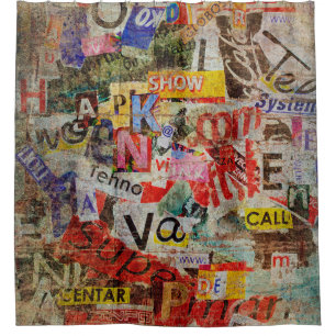 Grunge textured background design with old torn ne shower curtain