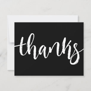 Grunge Thanks Business Logo on Back Black White Thank You Card