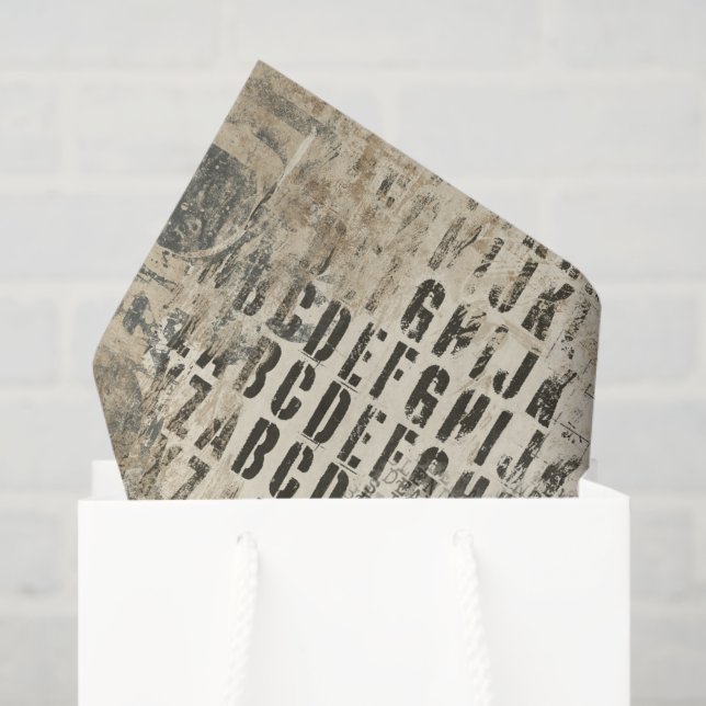 Grunge Tissue Paper with Letters and Numbers (Gift Bag)