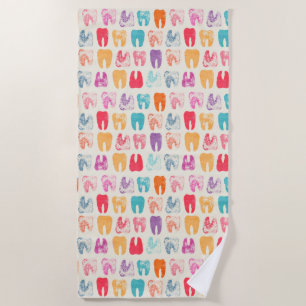 Grunge Tooth Pattern Beach Towel
