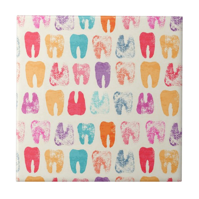 Grunge Tooth Pattern Ceramic Tile (Front)