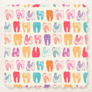 Grunge Tooth Pattern Paper Coaster