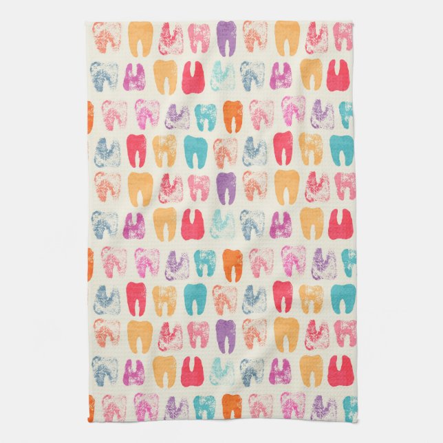 Grunge Tooth Pattern Tea Towel (Vertical)