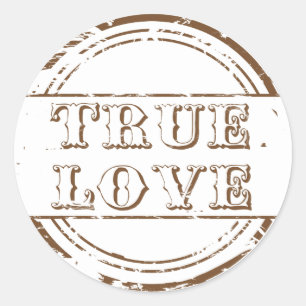 Grunge True Love Brown And White Wedding Classic Round Sticker