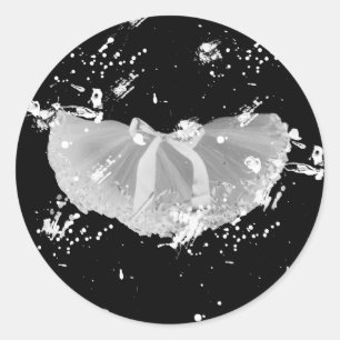 Grunge Tutu on black Classic Round Sticker