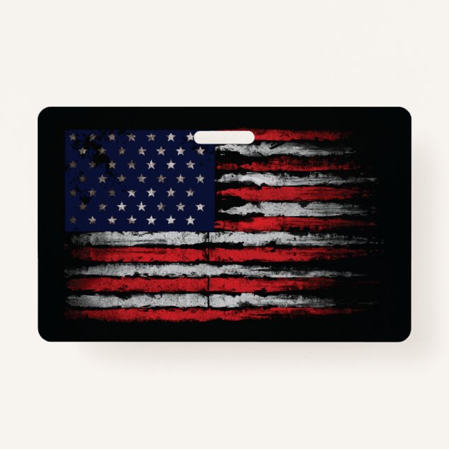 Grunge U.S.A flag ID Badge (Front)