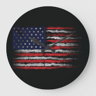 Grunge U.S.A flag Large Clock