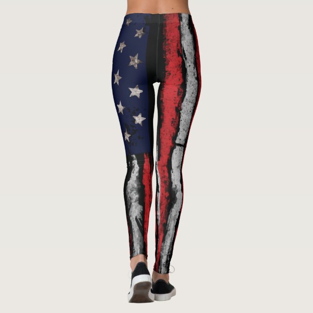 Grunge U.S.A flag Leggings (Back)