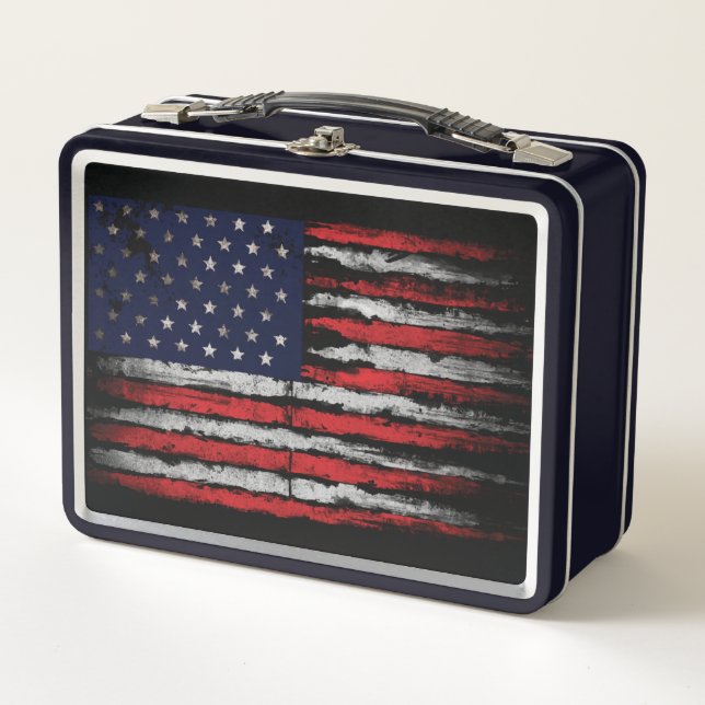 Grunge U.S.A flag Metal Lunch Box (Front)