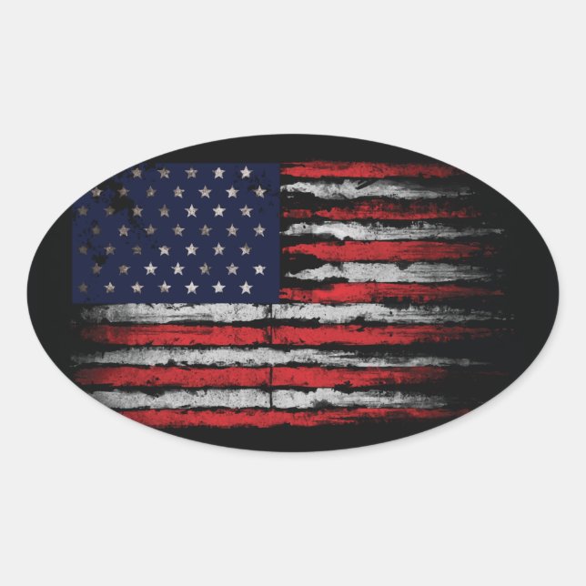 Grunge U.S.A flag Oval Sticker (Front)