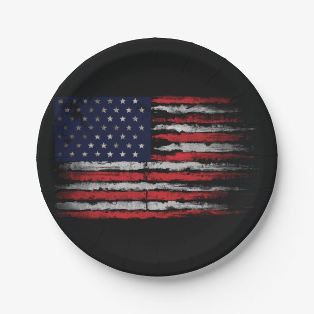 Grunge U.S.A flag Paper Plate (Front)