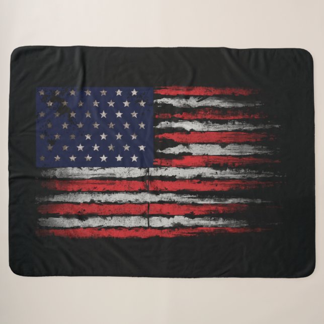 Grunge U.S.A flag Sherpa Blanket (Front (Horizontal))