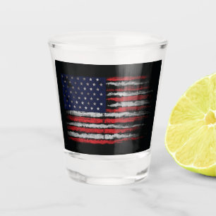 Grunge U.S.A flag Shot Glass