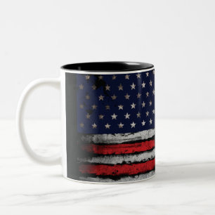 Grunge U.S.A flag Two-Tone Coffee Mug