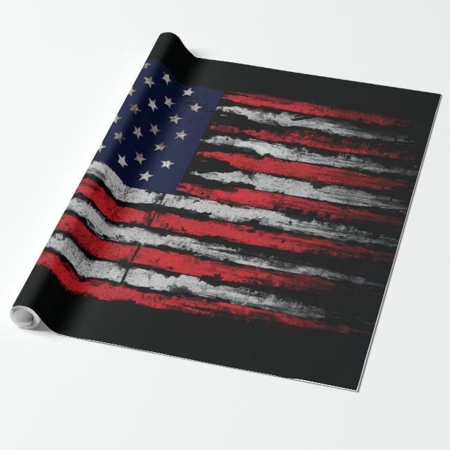 Grunge U.S.A flag Wrapping Paper (Unrolled)