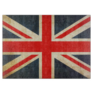 Grunge UK Flag Union Jack Glass Cutting Board