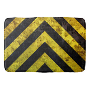 Grunge under construction stripes bath mat