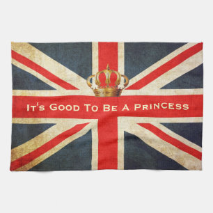 Grunge Union Jack Royal Princess Kitchen Towel