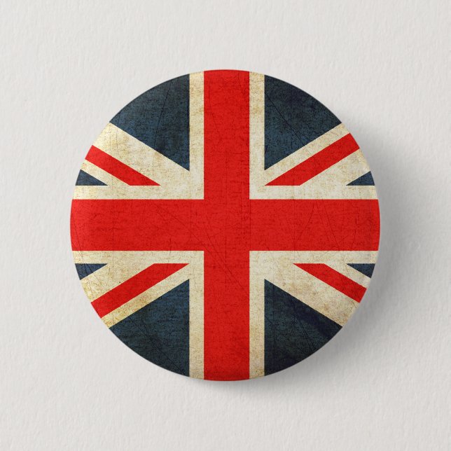 Grunge United Kingdom Flag 6 Cm Round Badge (Front)