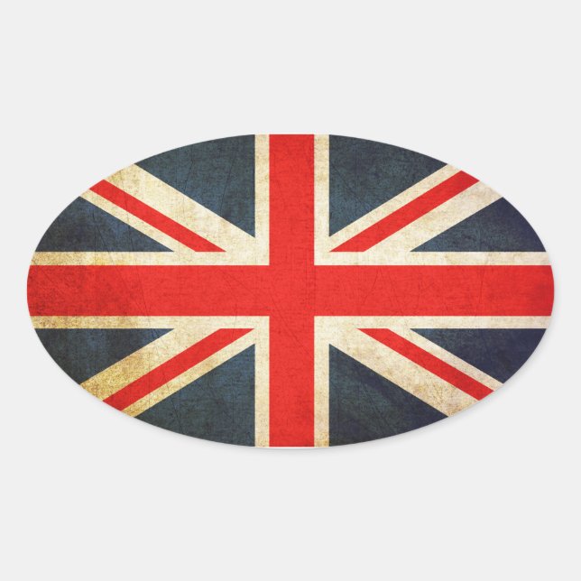 Grunge United Kingdom Flag Oval Sticker (Front)