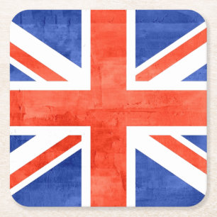 Grunge United Kingdom Flag Square Paper Coaster
