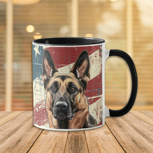 Grunge USA Flag Belgian Malinois Mug