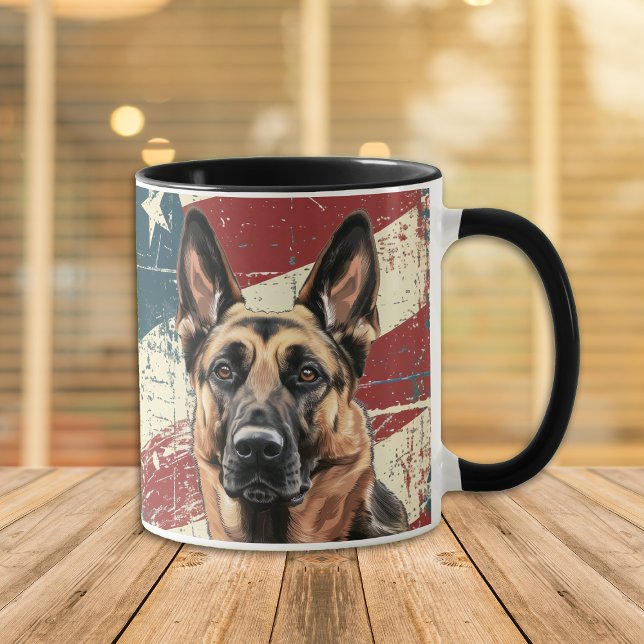 Grunge USA Flag Belgian Malinois Mug (Creator Uploaded)
