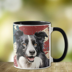 Grunge USA Flag Border Collie Dog Mug