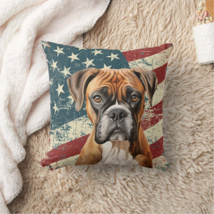 Grunge USA Flag Boxer Dog Cushion