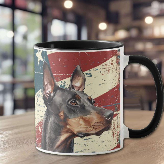 Grunge USA Flag Doberman Pinscher Dog Mug (Creator Uploaded)