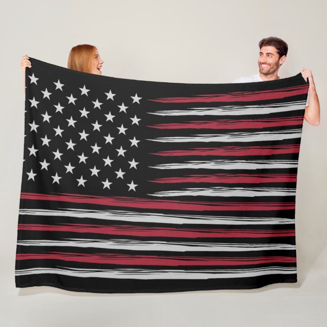 Grunge USA flag Fleece Blanket (In Situ)