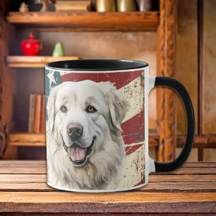 Grunge USA Flag Great Pyrenees Dog Mug