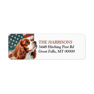 Grunge USA Flag Spaniel Return Address Label