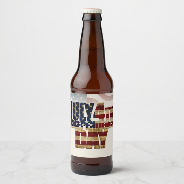 Grunge USA July 4th Independence Graphic Beer Bottle Label (Front)