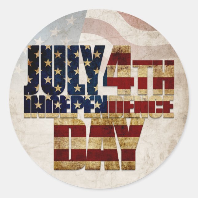 Grunge USA July 4th Independence Graphic Classic Round Sticker (Front)