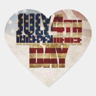 Grunge USA July 4th Independence Graphic Heart Sticker