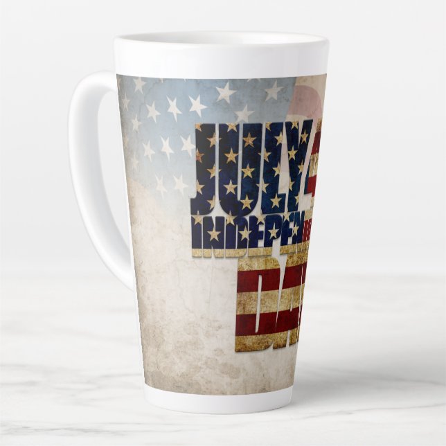 Grunge USA July 4th Independence Graphic Latte Mug (Left Angle)