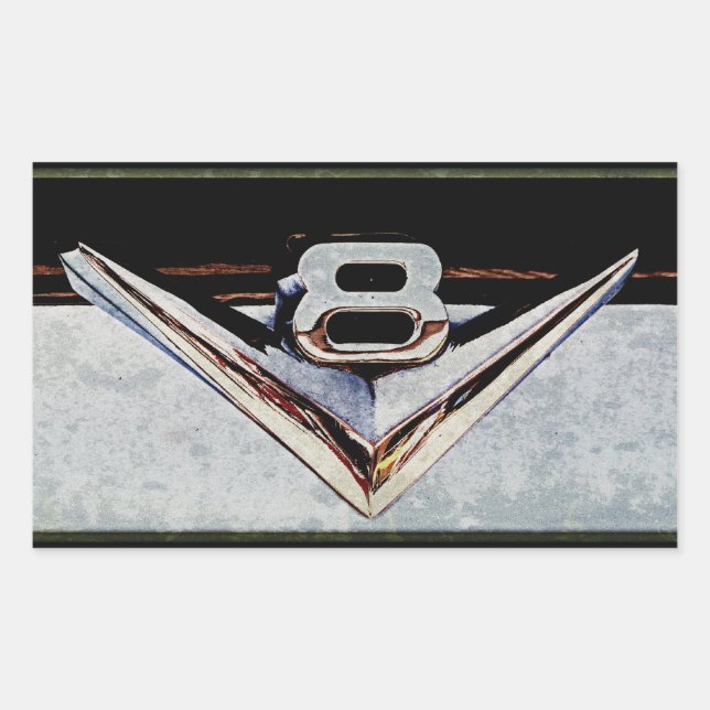 Grunge V8 Big Block Emblem Rectangular Sticker (Front)
