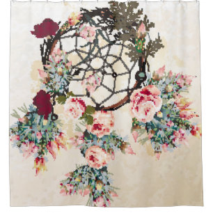 Grunge vintage bo-ho background with Indian dream- Shower Curtain