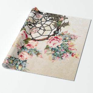 Grunge vintage bo-ho background with Indian dream- Wrapping Paper