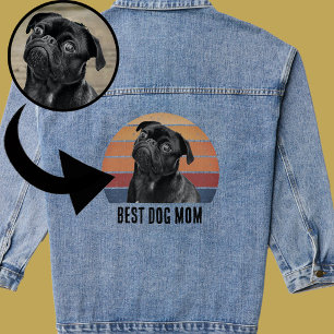 Grunge Vintage Distressed Pet Photo Dog Mum Denim Jacket