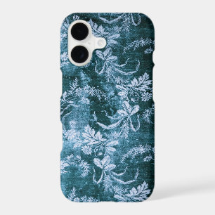 Grunge vintage floral pattern in icy blue