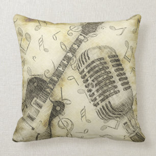 Grunge Vintage Guitar Microphone Pillow
