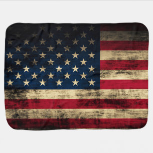 Grunge Vintage Looking Patriotic American Flag Baby Blanket