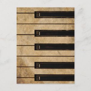 Grunge vintage piano postcard