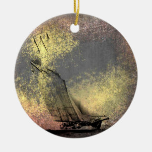 Grunge Vintage Racing Yacht Atlantic Ornament
