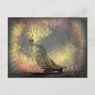Grunge Vintage Racing Yacht Postcard
