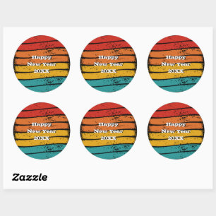 Grunge Vintage Retro Sunset Happy New Year 20xx Classic Round Sticker