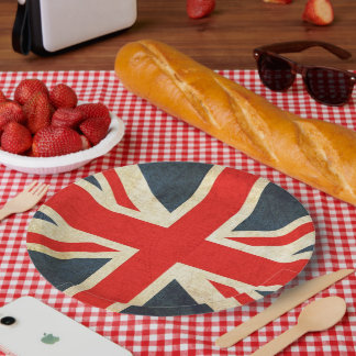Grunge Vintage United Kingdom Flag Paper Plate