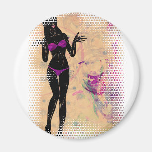 Grunge violet bikini girl silhouette 2 magnet